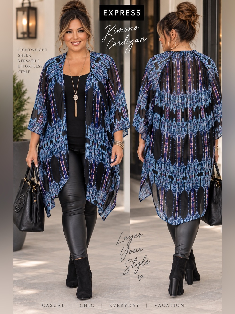 EXPRESS Open Front Sheer Kimono Cardigan EUC